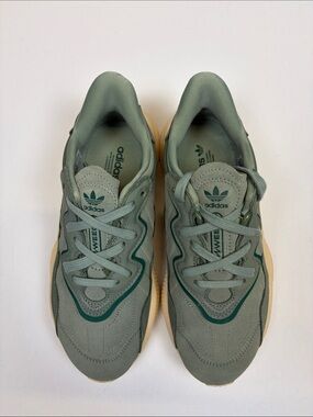 ADIDAS OZWEEGO SILVER GREEN SUEDE CHUNKY SNEAKERS WOMENS SIZE 7.5